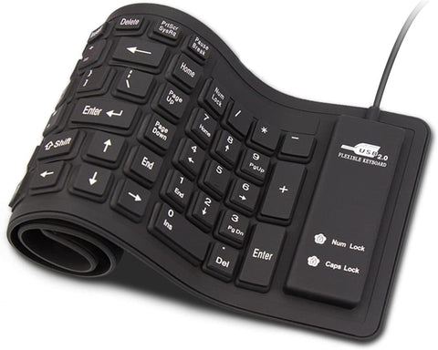 TECLADO Com Fio Enrolamento dobrável de silicone, à prova d'água e poeira - Teclado dobrável com fio