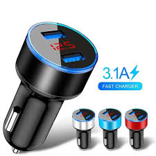 CHARGER CAR CARREGAMENTO RAPIDO DUAL USB PORT ADAPTADOR COM ANEL LED LUZ - STEK MARCA