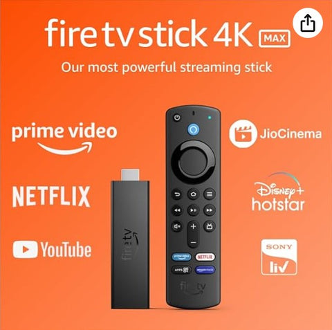 CAST AMAZON FIRE TV STICK 4K MAX HDR WIFI6 ALEXA VOICE REMOTE