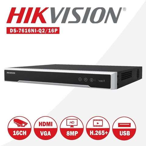 NVR HIKVISION 16CH CCTV 4K NVR 1U 16 PoE DS-7616NI-Q2/16P