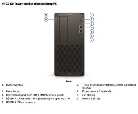 PC HP Z1 G9 Torre Workstation Desktop 13ª Geração i9-13900K (até 5,1 GHz)/8 GB RAM/256 GB SSD/W11P (7F0E3AV)