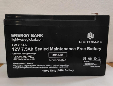 BATERIA 12V 7.5AH SMF AGM LIGHTWAVE