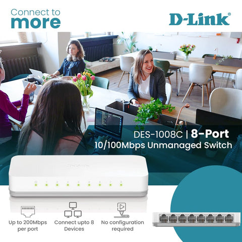 SWITCH 8 PORT DLINK 10/100Mbps DES-1008C