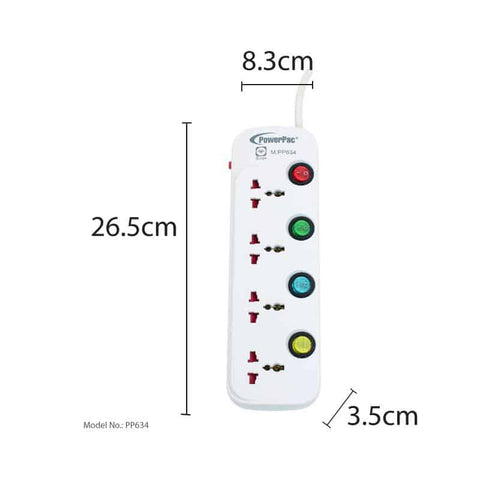 SOCKET 4 WAY OUTLET MULTI POWER SOCKET OEM 3M