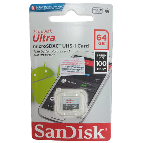 MOD MICRO SD 64GB UHS-I SANDISK 100MB/s Read A1 Class10